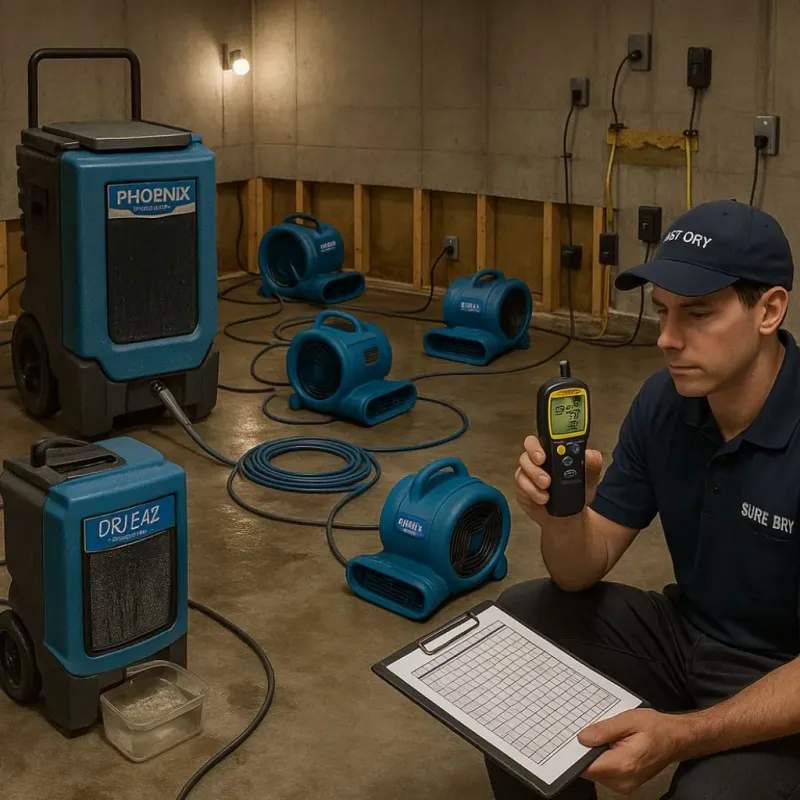 Structural Drying and Dehumidification process in Fairforest, SC
